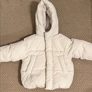Zara Cream Hooded Puffer Jacket